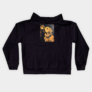 Golden retriever dog grunge portrait Kids Hoodie